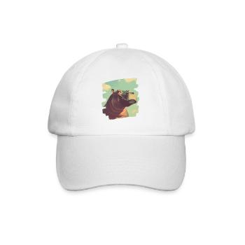 Nilpferd Retro - Baseballkappe - Weiß/Weiß - Vorne