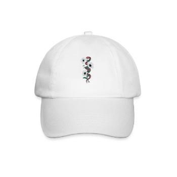 Snake and white flowers illustration serpent and - Baseball Cap - white/white - Front