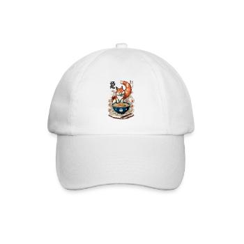 Kitsune Fuchs Ramen Retro Ukiyo-e Japan Kawaii - Baseballkappe - Weiß/Weiß - Vorne