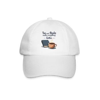 Tea and Books Quote - Baseball Cap - white/white - Front