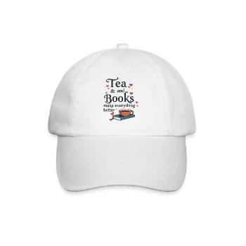 Tea and Books Saying Quote Bookworm - Baseball Cap - white/white - Front