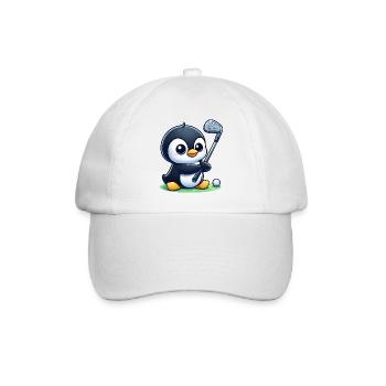 Cute Penguin Golfer Cartoon Funny - Baseball Cap - white/white - Front