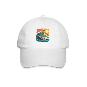 Strand Urlaub Meer Sommer Sonne Surfen Skelett Fun - Baseballkappe - Weiß/Weiß - Vorne