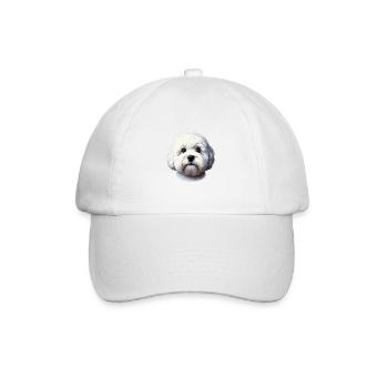 Hundegesicht - Bologneser - Baseballkappe - Weiß/Weiß - Vorne