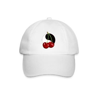 Rockabilly Retro Vintage Kirsche Kirschen Obst - Baseballkappe - Weiß/Weiß - Vorne
