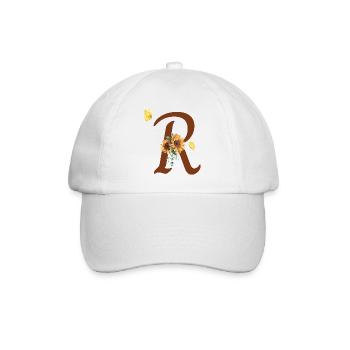 Letter r sunflower butterfly - Baseball Cap - white/white - Front
