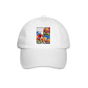 Tulpe Frühling Natur Blume Botanik Geschenk - Baseballkappe - Weiß/Weiß - Vorne