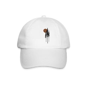 Tannen Sonne Wald Natur Minimalistisch Geschenk - Baseballkappe - Weiß/Weiß - Vorne