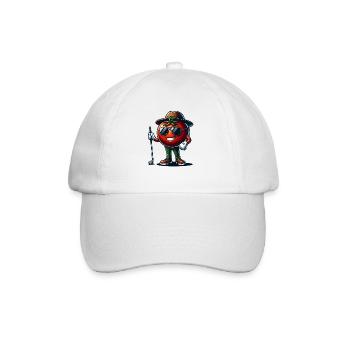 Funny golf tomato with sunglasses and - Baseball Cap - white/white - Front