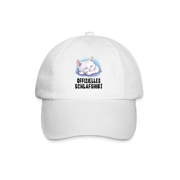 Offizielles Schlafshirt Katze Schlafanzug Süß Tier - Baseballkappe - Weiß/Weiß - Vorne