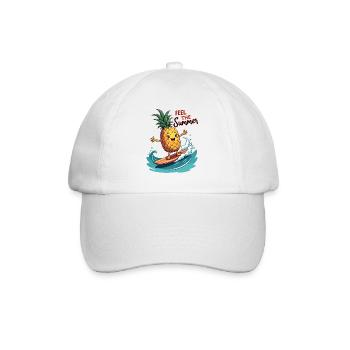 Ananas Surfer Surfen Feel the Summer - Baseballkappe - Weiß/Weiß - Vorne