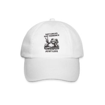 Lustiger Waschbär Spruch – Just Life - Baseballkappe - Weiß/Weiß - Vorne