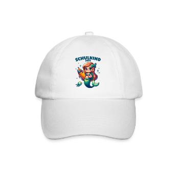Schulkind 2025 Meerjungfrau Mädchen Einschulung - Baseballkappe - Weiß/Weiß - Vorne