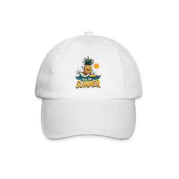 Ananas Surfer Surfen Feel the Summer - Baseballkappe - Weiß/Weiß - Vorne