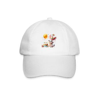 Bunny Kid Celebrating Birthday - Baseballkappe - Weiß/Weiß - Vorne