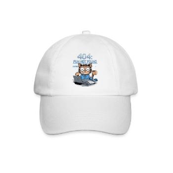 404 Fun Not Found - Funny Cat Coffee Work Meme - Baseball Cap - white/white - Front