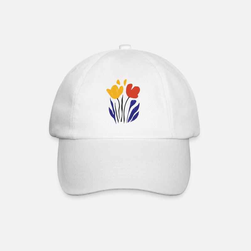 Abstrakte Blüten: Farbenspiel im Stil Matisse - Baseballkappe - Weiß/Weiß
