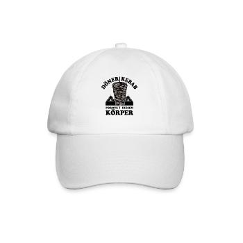 Döner Kebab formte diesen Körper - Spruch - Baseballkappe - Weiß/Weiß - Vorne