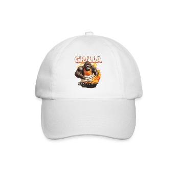 Grillen Grilla Griller Gorilla BBQ Spruch Lustig - Baseballkappe - Weiß/Weiß - Vorne