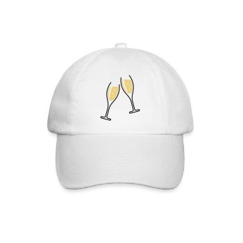 2 Glasses Of Sparkling Wine (Oval / Open / 2C) - Baseball Cap - white/white - Front