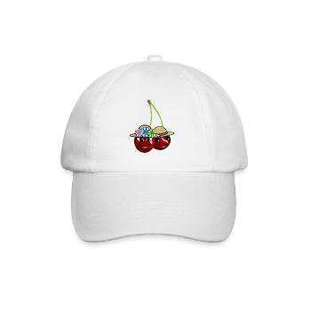 Rockabilly Retro Vintage Kirsche Kirschen - Baseballkappe - Weiß/Weiß - Vorne