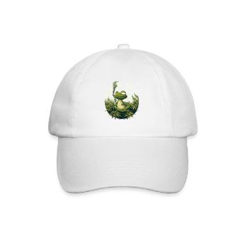 Frosch im Lotussitz mit Joint - Weed Frosch Design - Baseballkappe - Weiß/Weiß - Vorne