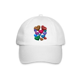 Heart Hearts Birthday Valentine's Day Mother's Day - Baseball Cap - white/white - Front