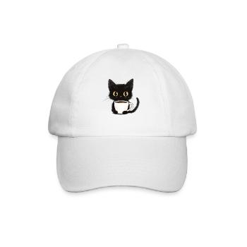 Chaton mignon avec du café - Style dessin animé - Casquette classique - blanc/blanc - Devant
