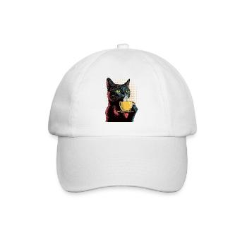 Chat Vintage avec Café - Style Pop Art - Casquette classique - blanc/blanc - Devant