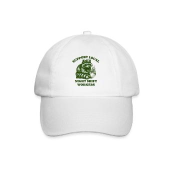 Support Local Night Shift Workers Lustiges Raccoon - Baseballkappe - Weiß/Weiß - Vorne
