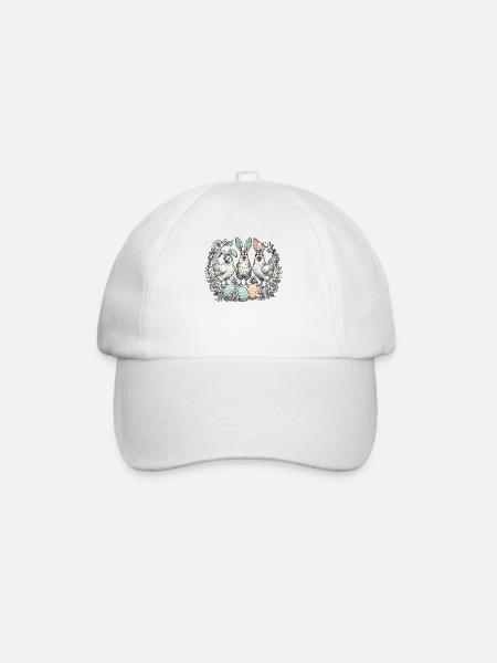 Paaskippen Retro Paashaas Chick Esthetiek - Baseballcap - wit/wit