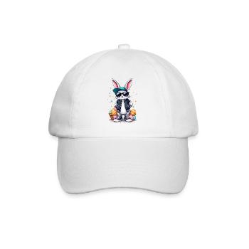 Lapin élégant avec panier de Pâques - Casquette classique - blanc/blanc - Devant