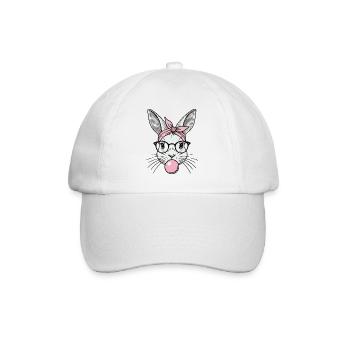 Ostern Hase Kaugummiblase Vintage - Baseballkappe - Weiß/Weiß - Vorne