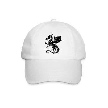 Geometric dragon – black silhouette - Baseball Cap - white/white - Front