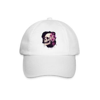 Crâne patiné avec des fleurs violettes - Casquette classique - blanc/blanc - Devant