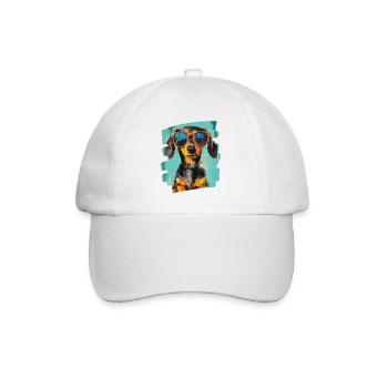 Dackel Dachshund - Baseballkappe - Weiß/Weiß - Vorne