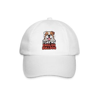 I like my English Bulldog Hundeliebe - Baseballkappe - Weiß/Weiß - Vorne