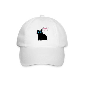 Schwarze Katze, die uns bittet, ihrem Blick zu folgen - Baseballkappe - Weiß/Weiß - Vorne