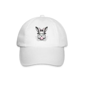 Easter retro bunny with bubble gum bubble - Baseball Cap - white/white - Front