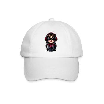 Matryoshka with headphones - Baseball Cap - white/white - Front