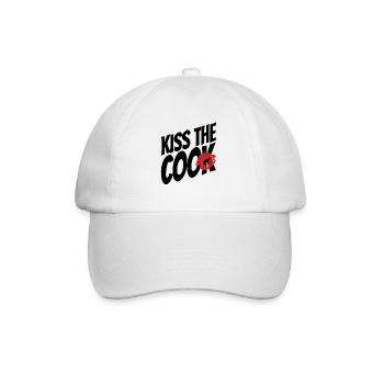 Kiss the cook - cock - pun - saying - Baseball Cap - white/white - Front