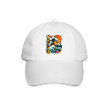 Große Welle Kanagawa Farb Splash Hokusai Kunst - Baseballkappe - Weiß/Weiß - Vorne