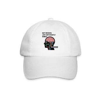 Not broken – just wired differently - Baseball Cap - white/white - Front