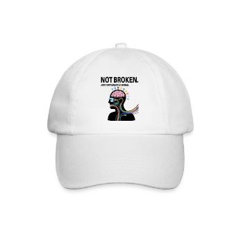 Not broken – just wired differently - Baseball Cap - white/white - Front