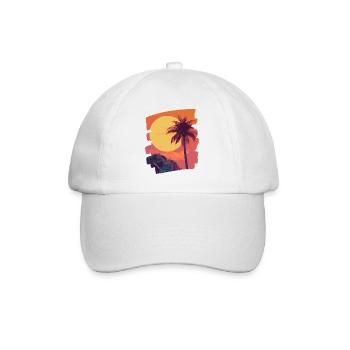 Plage Palmiers Coucher de soleil Été - Casquette classique - blanc/blanc - Devant