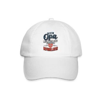 Ich bin Opa mich schockt nur noch ein Defi - Baseballkappe - Weiß/Weiß - Vorne