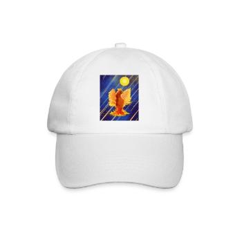 Kosmisch leuchtender Feuervogel: Cyber-Semurg - Baseballkappe - Weiß/Weiß - Vorne