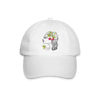 Woman's head with cherries - Baseball Cap - white/white - Front