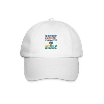 Ich bin nicht unhöflich ich bin Autist Spruch - Baseballkappe - Weiß/Weiß - Vorne