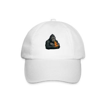 Mignon Gorille Pizza Italien Dessin animé Nourriture - Casquette classique - blanc/blanc - Devant